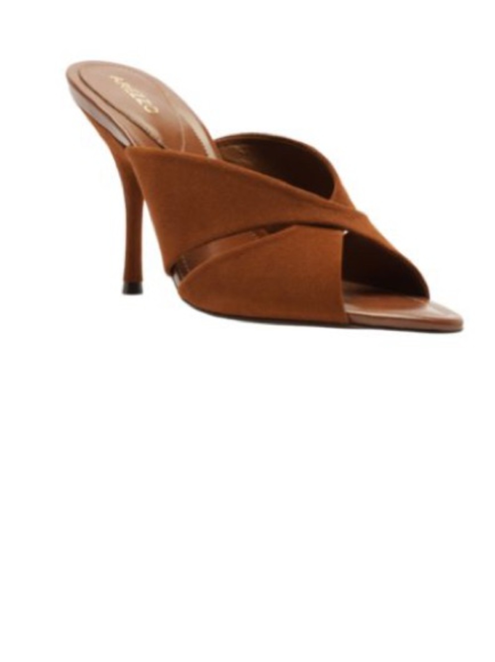 ArezzoWorn once for 1h only Brown Suede Crisscross High Heel Mule